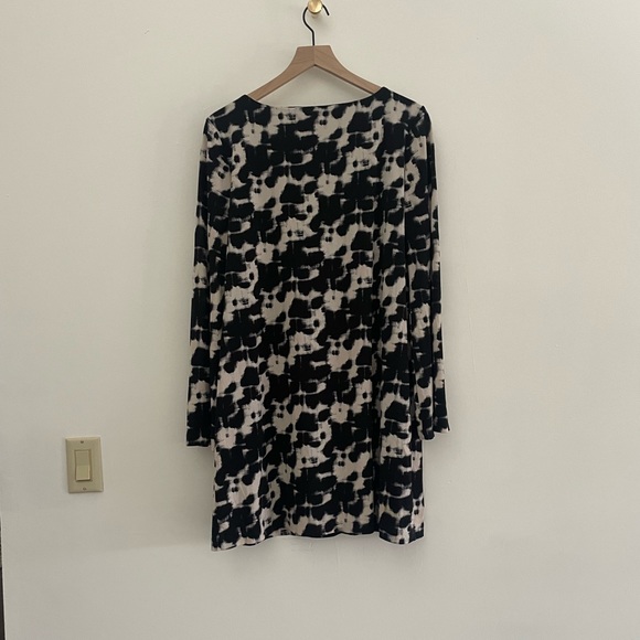 Nicole by Nicole Miller Black White Dress Long Sleeve Women’s L Large - Picture 3 of 4